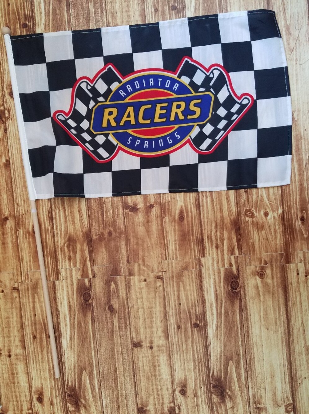 Disney Radiator Springs Racers Checkered Souvenir Flag Pixar Disneyland DCA Cars